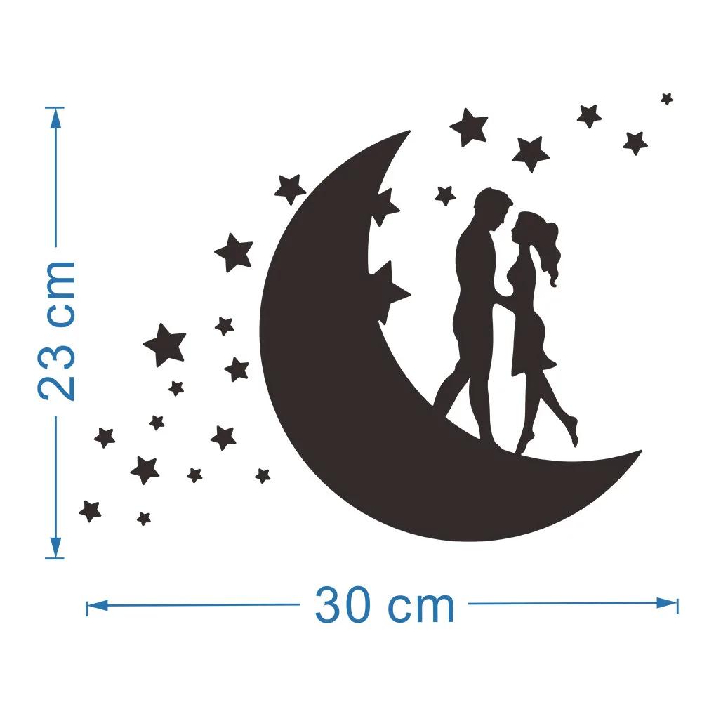Girls Moon 3D Mirror Stickers Akrylová samolepicí tapeta Diy Moderní akrylová samolepka na zrcadlo Rám Obývací pokoj Domácí dekorace
