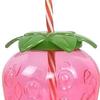 Erdbeerförmiger Becher mit Deckel und Strohhalm, große Kapazität, Ananas-Wasserflasche, tragbar für Reisen, wiederverwendbar, Frucht