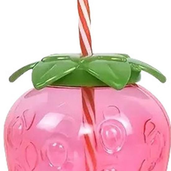 Erdbeerförmiger Becher mit Deckel und Strohhalm, große Kapazität, Ananas-Wasserflasche, tragbar für Reisen, wiederverwendbar, Frucht