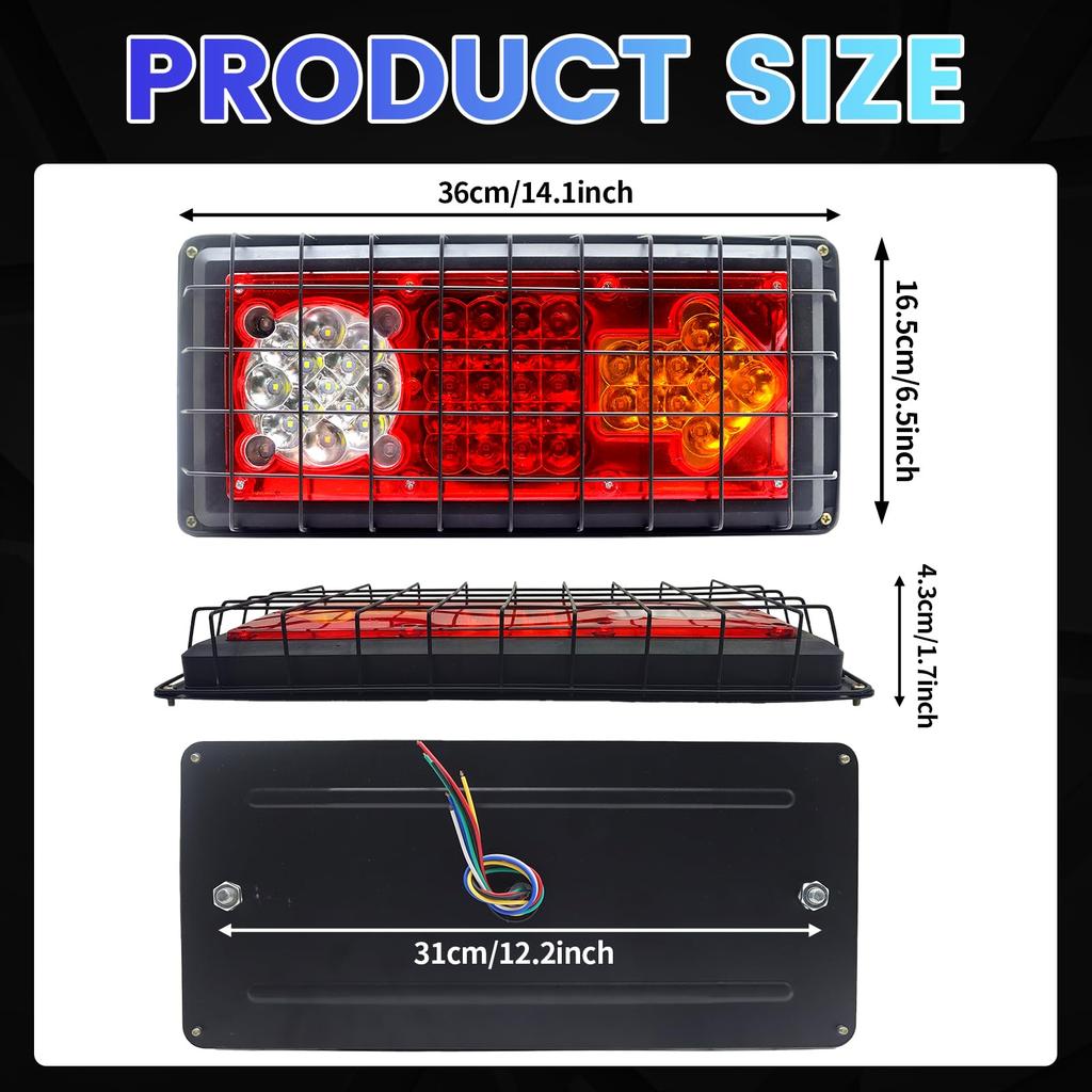 Trailer Tail Rear 3 and White Impact Arrow Impact High Truck Driving Left and Set of 2 Lamp, Light, LED, Colors, Yellow, Red, Light, Resistant, Tip,