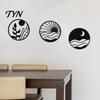 Office Wall Art 3Pcs Boho Decoration, Vintage Metal Hollow-out Decor, Silhouette Minimalist Hanging Sculpture, Ornament for Bedroom Living Room