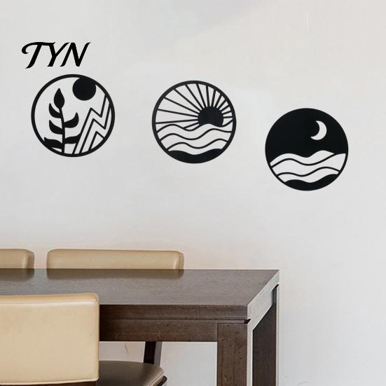 Office Wall Art 3Pcs Boho Decoration, Vintage Metal Hollow-out Decor, Silhouette Minimalist Hanging Sculpture, Ornament for Bedroom Living Room