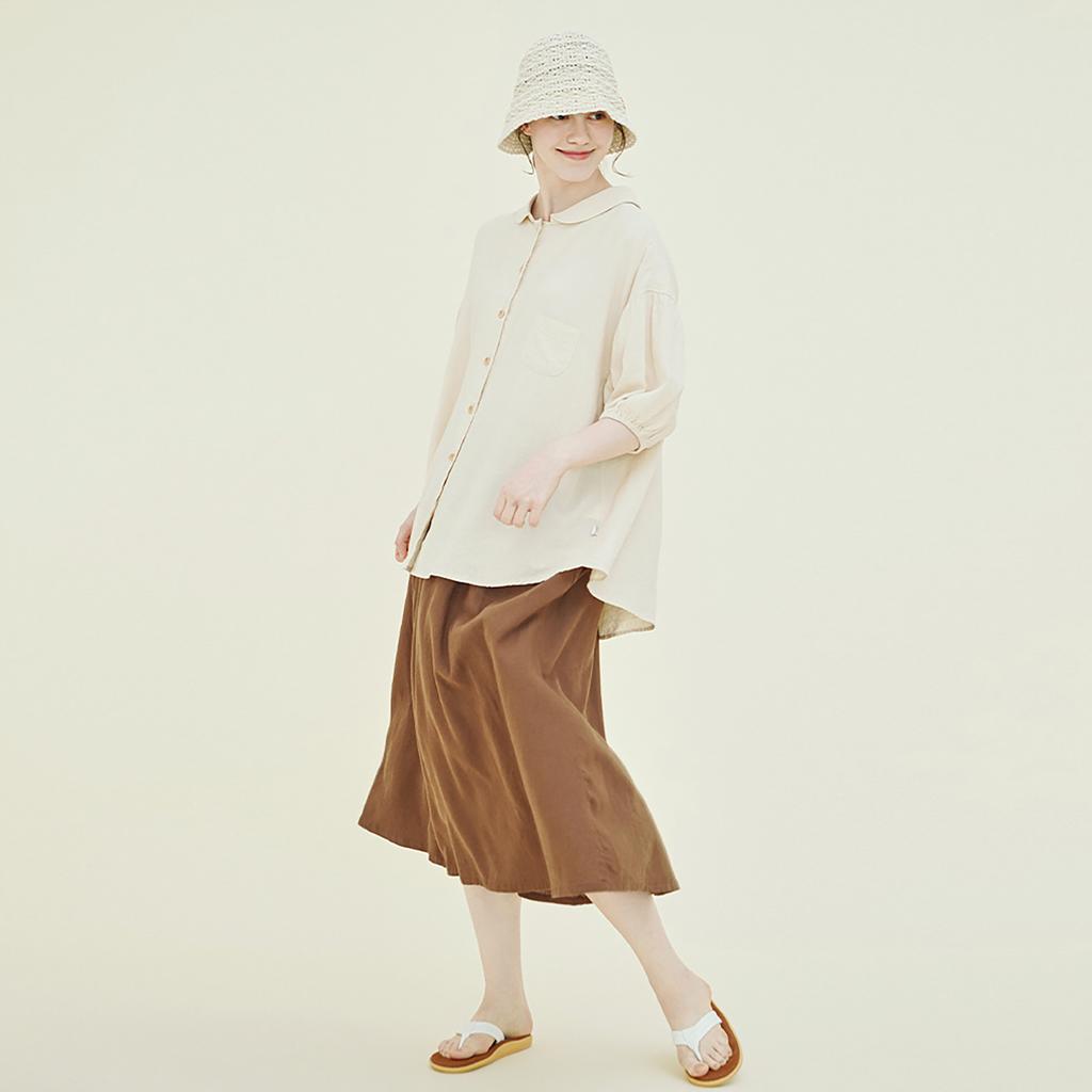 Chikita Shirred Skirt (Linen) Brown 242403Sbr