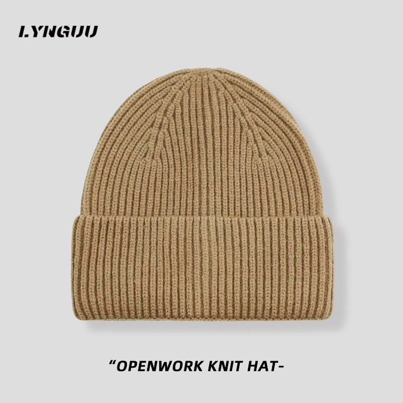 

Осенне-зимняя толстая вязаная шапка в стиле ретро с полосками, мужская и женская однотонная вязаная круглая шапка, шерстяная шапка для тепла хаки