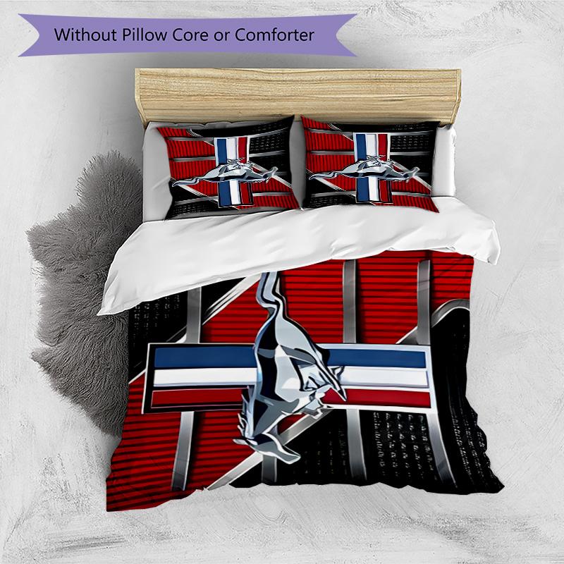 Mustang 3pcs Bedding Set Duvet Cover Closure Includes 1 Duvet Cover & 2 Pillowcases for All Seasons Bedroom Home Dorm Decor