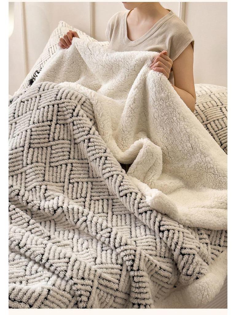 G5Z Warme Winter-Doppelseitige Fleecedecke mit Verdicktem Milchvelours und Lammwolle