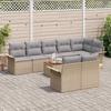 9 Piece Beige Garden Sofa Set with Cushions