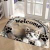 1 cute cat welcome doormat, non-slip and machine washable