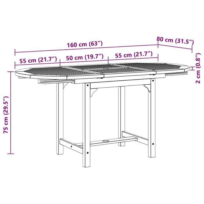 VidaXL Teck Massif Ensemble à Dîner de Jardin 7 pcs avec Table Extensible 44685