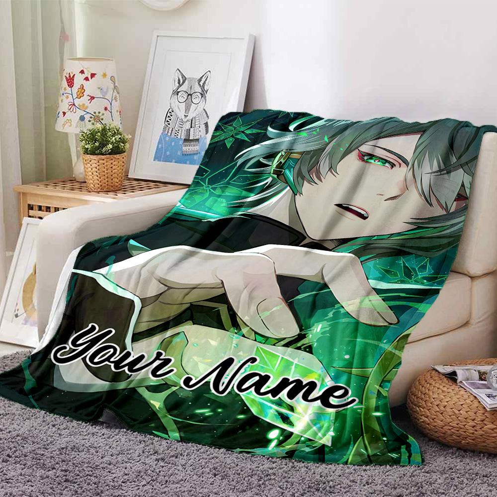 Customizable Genshin Impact7 Throw Blanket – Personalized Name, All-Season Cozy Snug Blanket, Machine Washable, Personalized Blanket