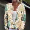 Women's Fashion Christmas Print Long Sleeve Knitted Cardigan Button Jacket