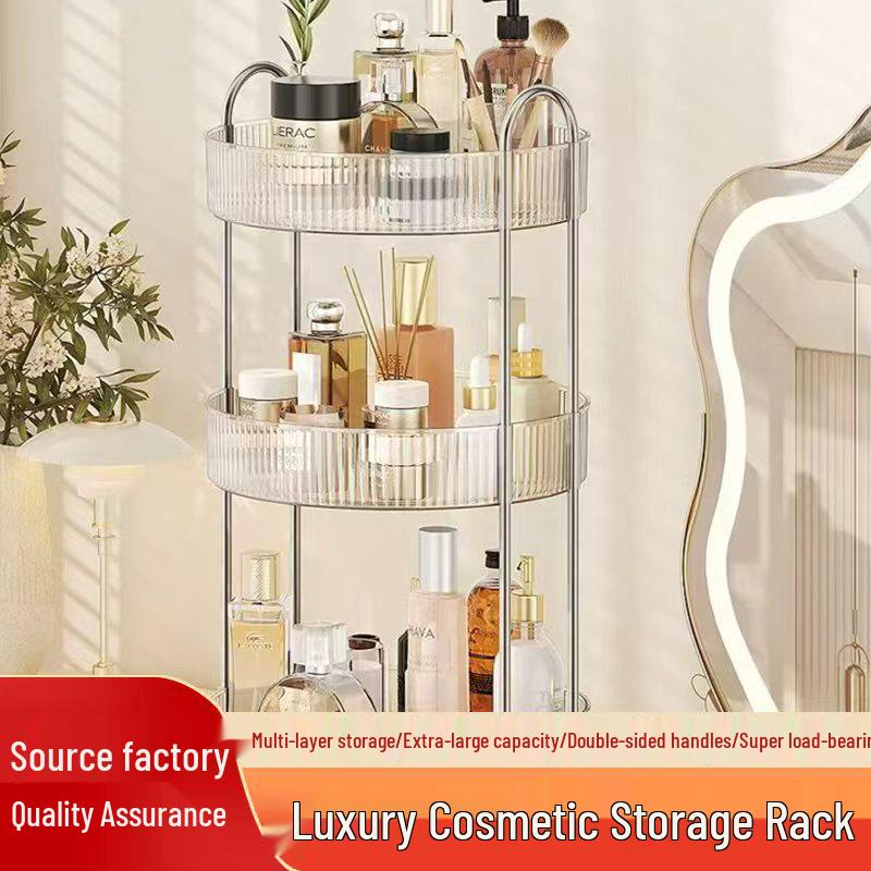 Transparent Rotating Cosmetic Storage Rack for Bathroom & Dressing Table