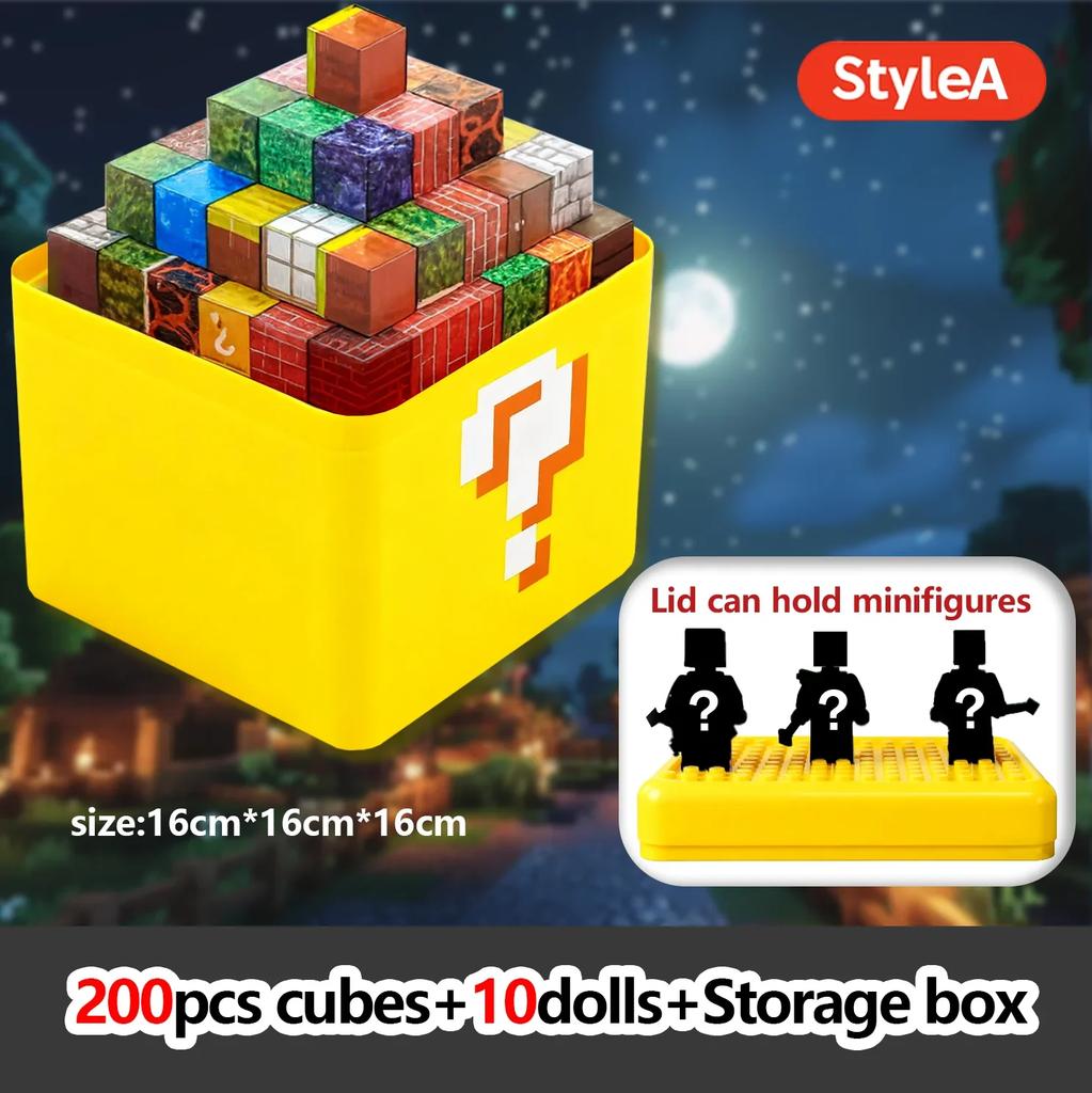 Non-Toxic New Magnetic Building Blocks Magnet Cube Pixel Style Brick Toy Storage Box Lid Can Hold Figures Toys Children Gift