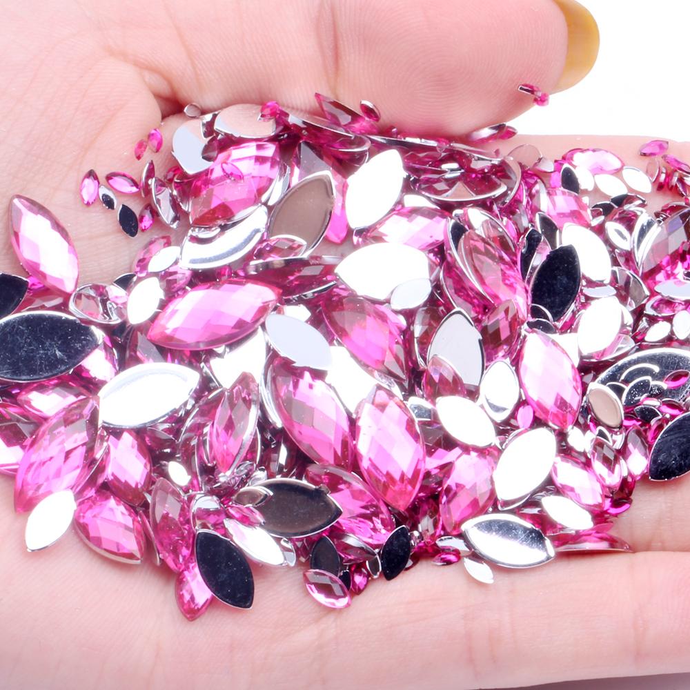 New Style Acrylic Flat Back Rhinestones for Shoes 2x4mm 10000pcs Marquise Dress Jewelry Nails Art Charms
