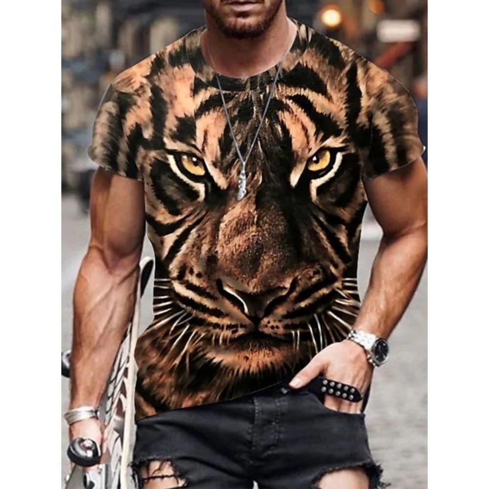 

Уличная мода животное тигр 3D мужская футболка с круглым вырезом и короткими рукавами мужской топ футболка оверсайз мужская футболка XS