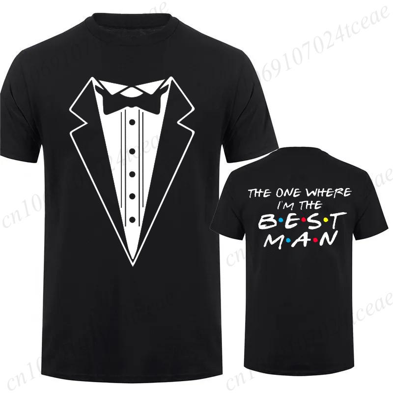 Tuxedo Groomsmen Bachelor Party Wedding TShirts Men Shirt Fashion Male Clothing Friends Theme Party Shirts TShirts for Men