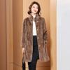 Cappotto invernale in pile di visone di media lunghezza, ampio, da donna, in lana, casual chic, lungo, cappotto di lana da donna