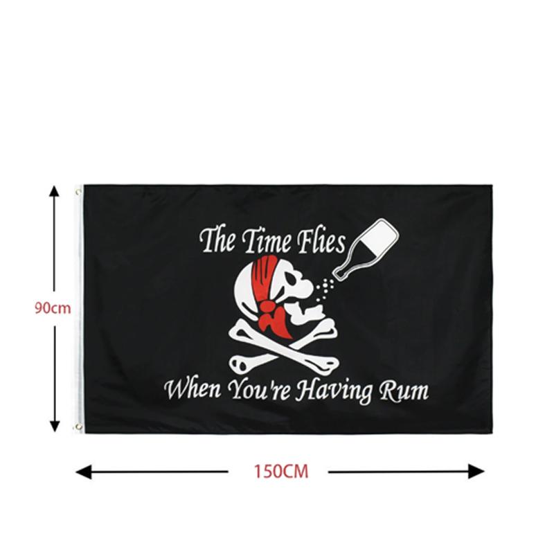 Latest Selling  90*150Cm Polyester Pirate Monkey D.Luffy Skull Flag  Straw Hat Pirates Trumpet Banner Flag For Kids