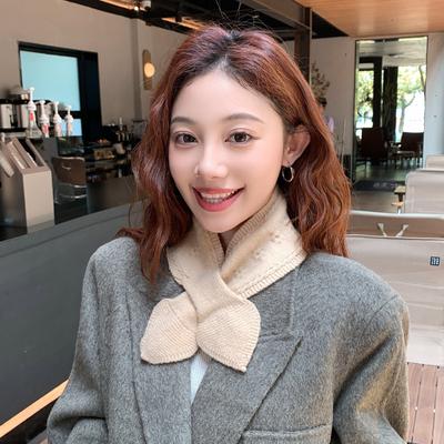 Scarf Korean Version Thickened Autumn and Winter New Peach Heart Cross Lazy Scarf Scarf Woolen Knitted Scarf