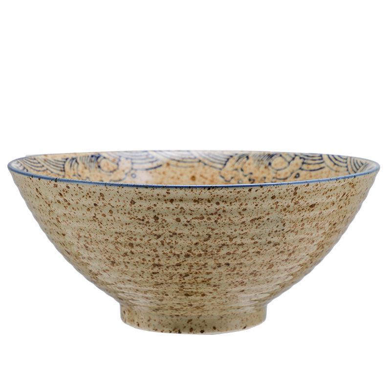 Popular 8-inch Color Glaze Ceramic Ramen Bowl - Hand-painted Trumpet Design