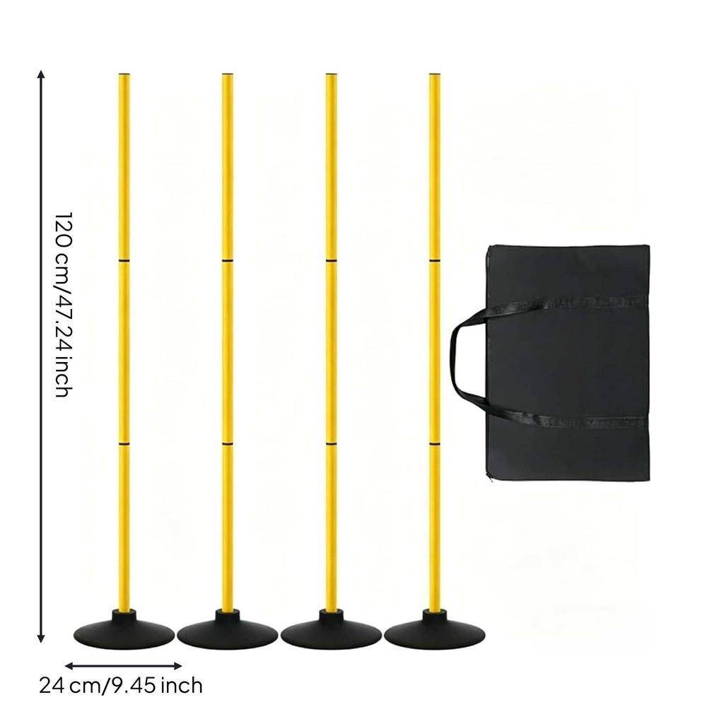 4 Pieces Rubber Base Slalom Pole Easy Setup Soccer Dribbling
