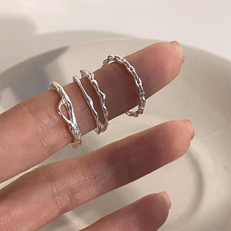 Geometric Trendy Copper Ring For Women With Adjustable Size Fashionable Ins Style