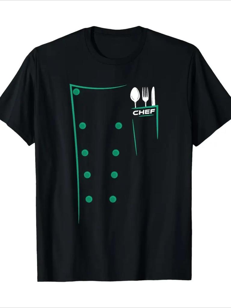 Chef Jacket Graphic Print Mens Casual Cotton TShirt Short Sleeve Crew Neck Tee