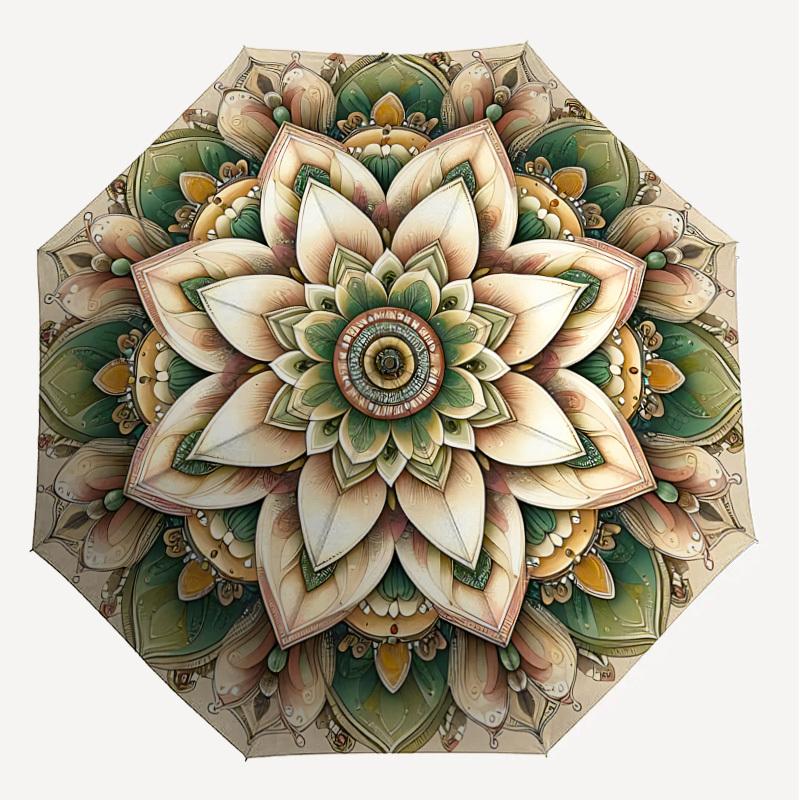 1 Stück Lotus-Mandala-Schirm - 8 Speichen verstärkt, Automatisches Öffnen, Leicht & Langlebig, Niedliches Modeaccessoire für den Außenbereich, Strand oder Freizeit, Strandschirm