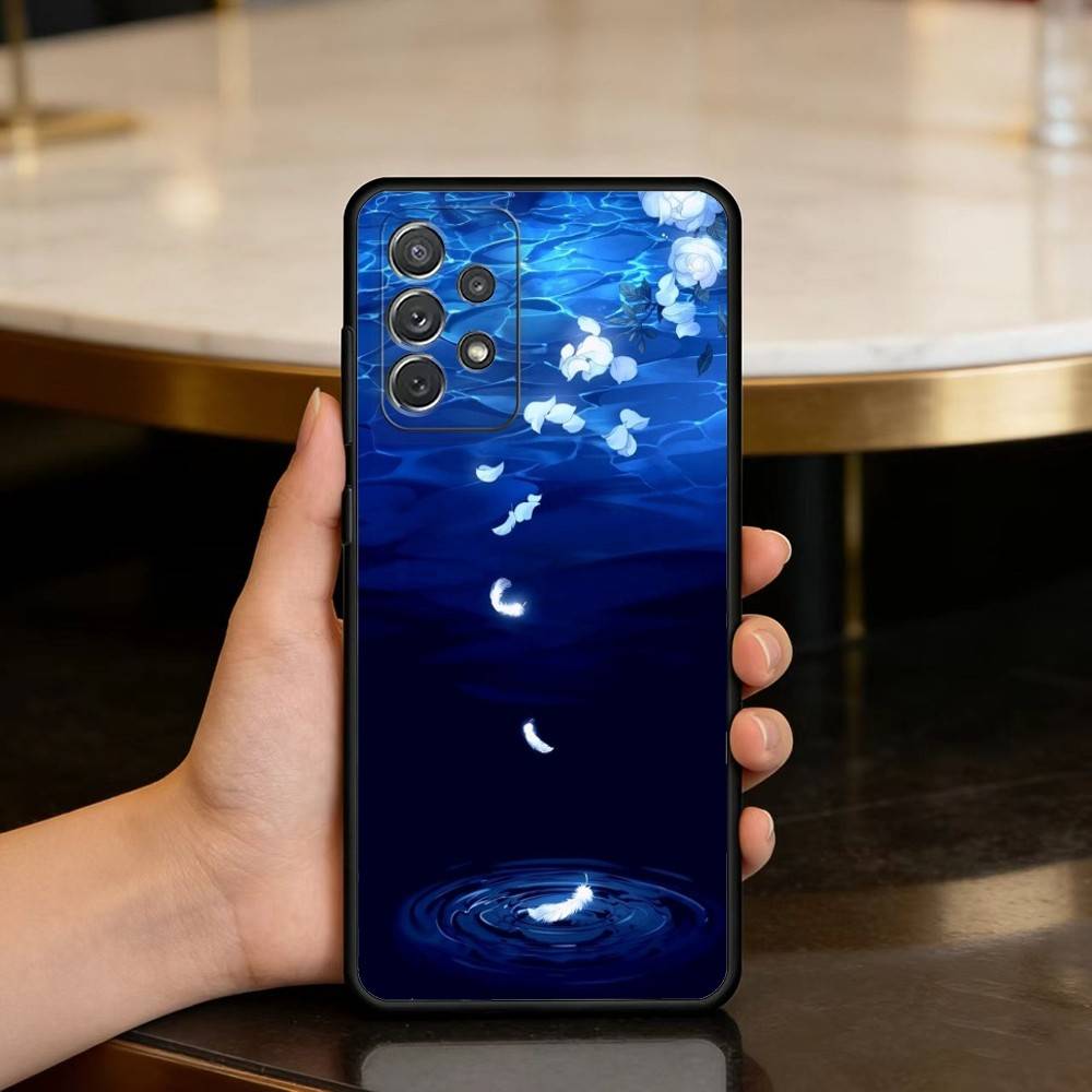 Night Water Dream Art Soft Silicone Black Cover Phone Case For Samsung Galaxy A73,A72,A71,A70,A53,A52,A51