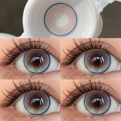 MillCreek Color Contact Lenses with Grade 2Pcs Blue Purple Yearly Use 14.2mm Soft Lens Eye with Free Gifts Ladies Student Anime Natural Contact Lens