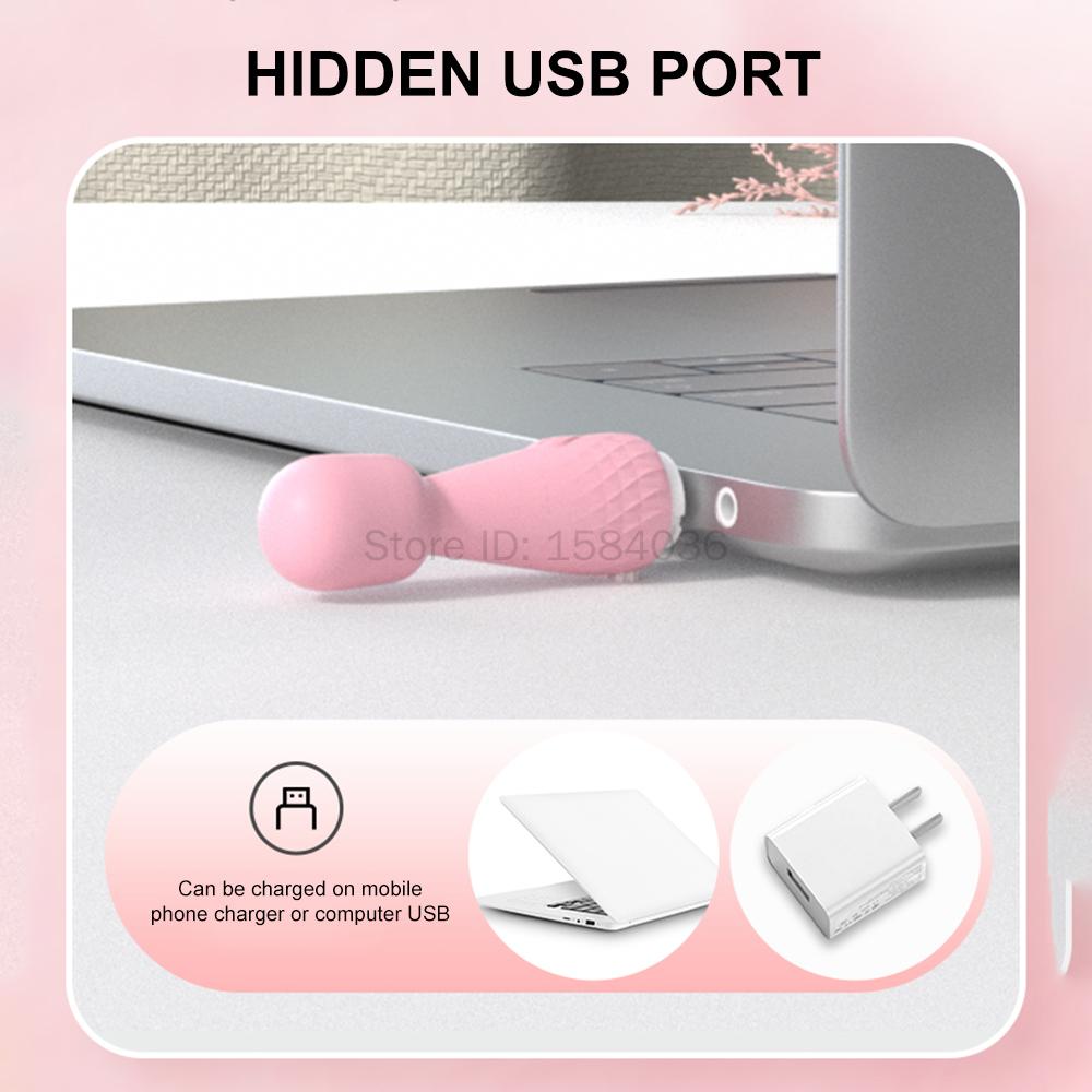 10 Modes Strong Vibration Mini Vibrator AV Stick Rod USB Charging Massager Clitoris G-Spot Vibrators Sex Toy For Women Adults 18