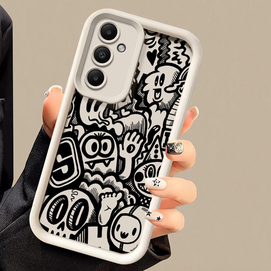 Phone Case for Samsung Galaxy A16 A34 A12 A14 A32 A23 A26 A56 A15 A51 A73 A53 A54 Soft Cover Shell Super Cool Black Graffiti