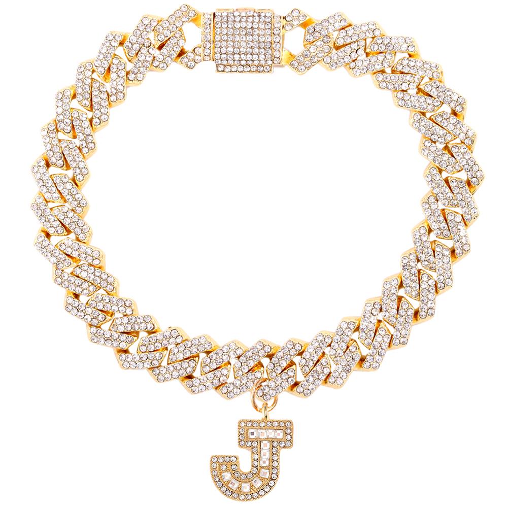 Bling Iced Out A-Z Letter Initial Cuban Link Chain Anklets For Women Hip Hop Chunky Cuban Anklet Bracelet Beach Barefoot Jewelry