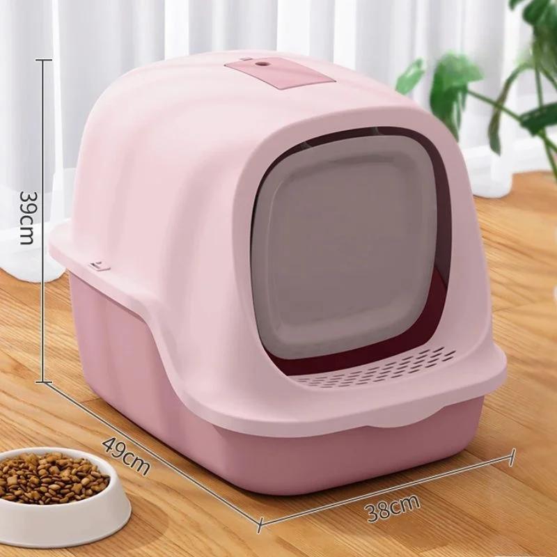 Totally Enclosed Pet Litter Box Extra Large Deodorant Cat Toilet with Litter Shovel Spillproof Cat Litter Box Closed Cat Sandbox