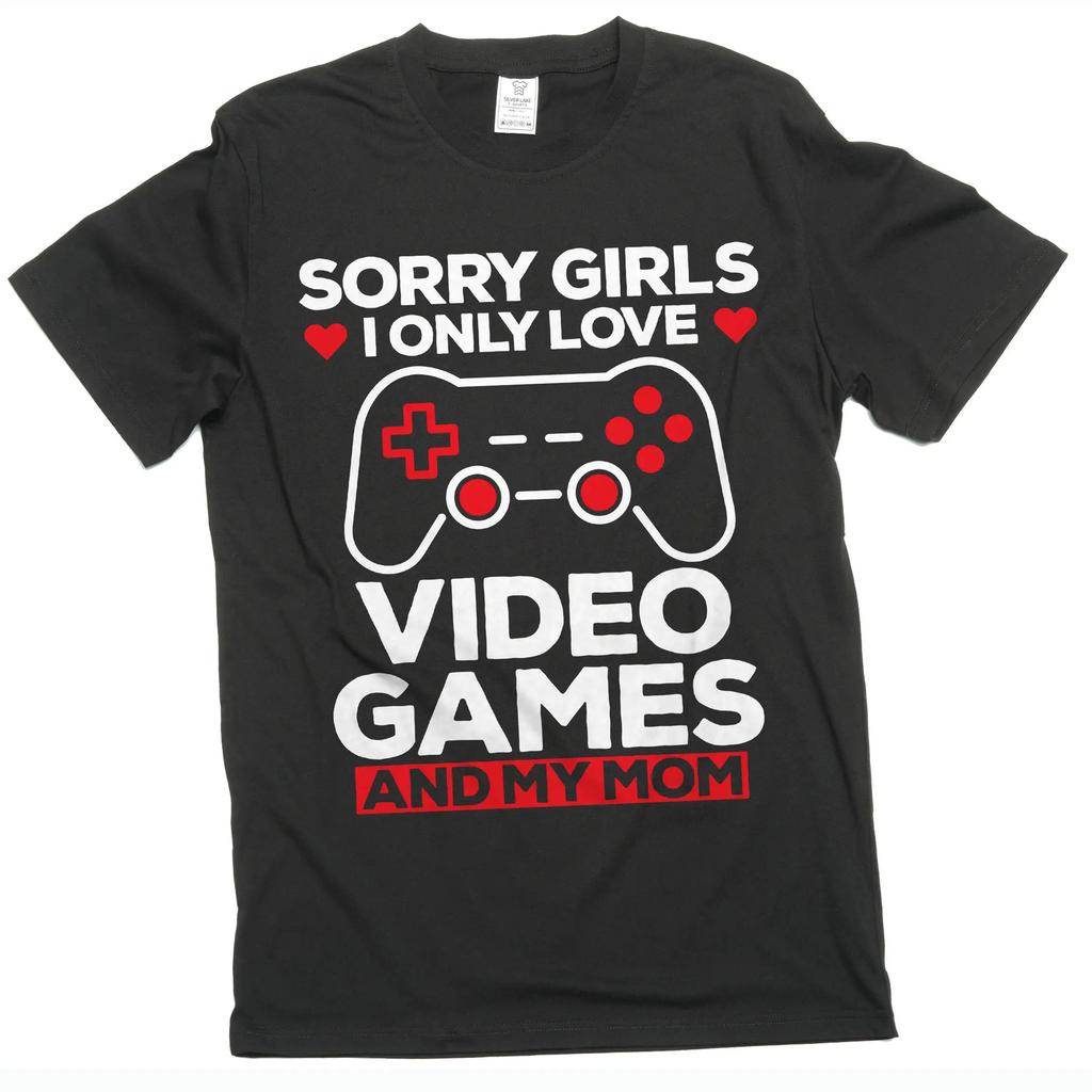 Funny Valentine's Day I Only Love Video Games and My Mom Tee Shirt Son T-shirt