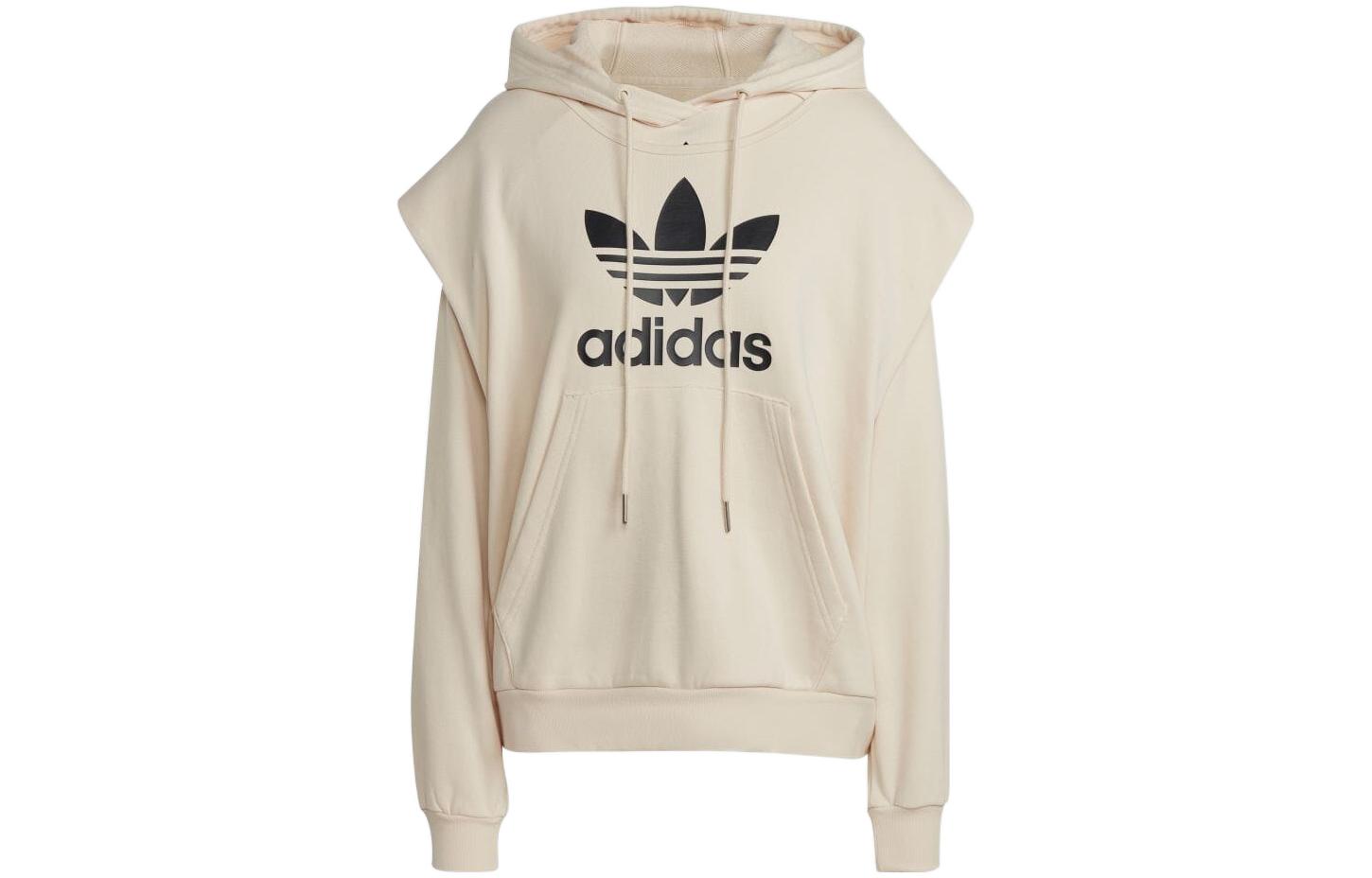 Adidas Originals Sweatshirts Women s Beige Yellow Hooded Moderate Regular IC5592 L
