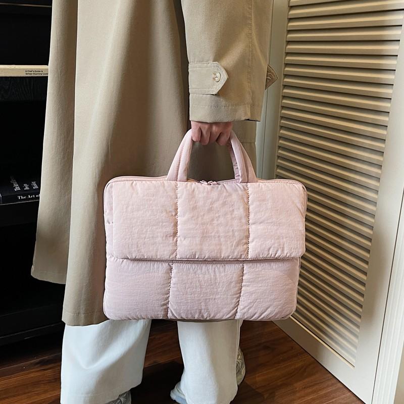 15 Inch Quilted Laptop Case Puffy Laptop Bag with Handle Notebook Bag for Women Men Travel School Work