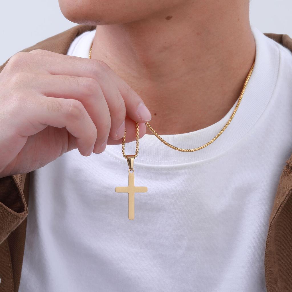 Cross Pendant Necklaces for Men Boys,Stainless Steel Link Chain Necklaces,Classic Jewelry Accessories Gifts