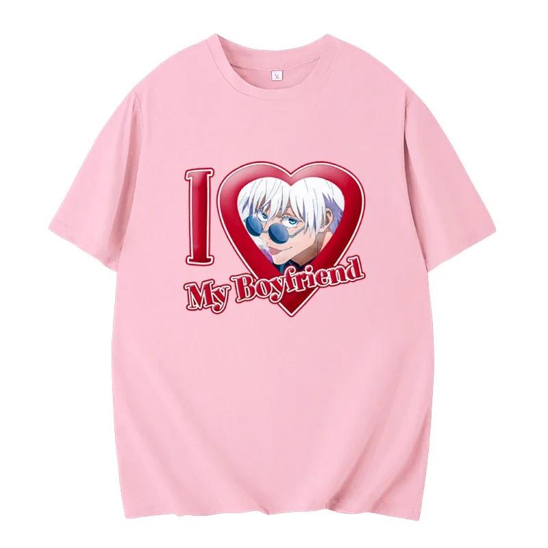 Ich Liebe Meinen Freund Musterdruck T-Shirt Damen Sommer Begeisterung Buchstaben Baumwollkleidung Damen Lässig Locker Applikationen T-Shirts
