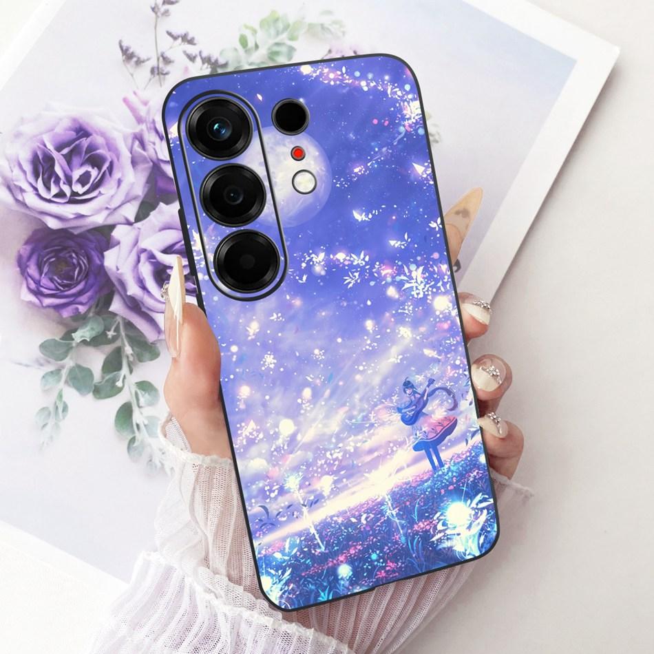 For Tecno Camon 50 4G CN5 Cute Flower Butterfly Cat Painted Case For Tecno Camon50 4G Black Silicone Soft Phone Cases