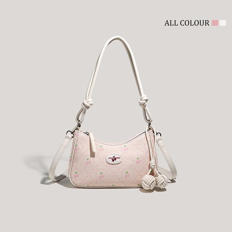 

Осенняя сумка подмышку Женская сумка Детская забавная милая сумка с подвеской в виде клубничного узла Дорожная трендовая сумка-мессенджер