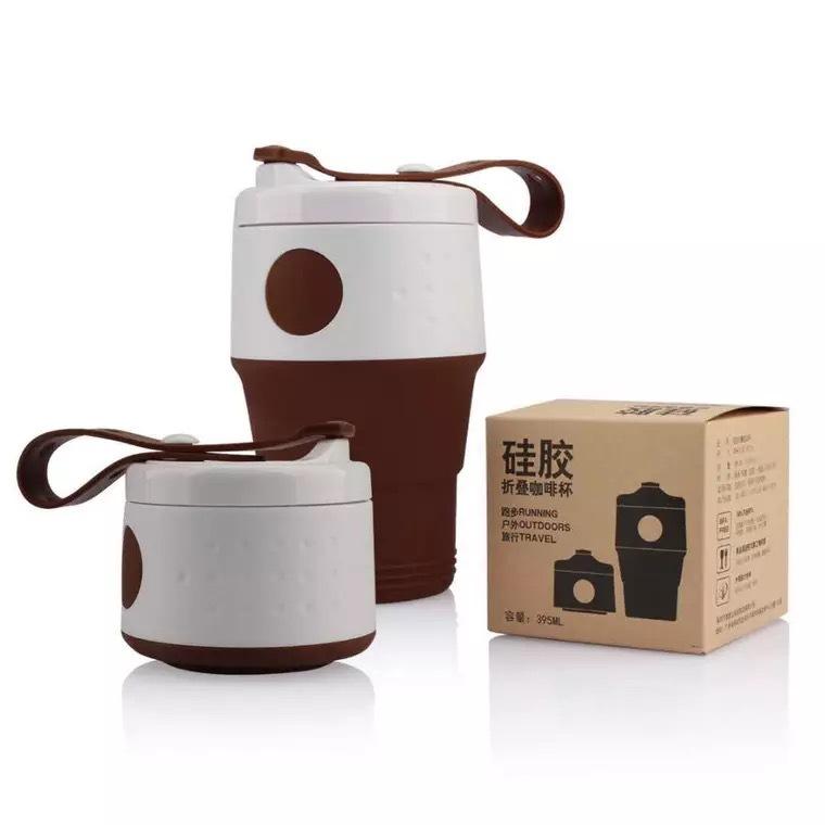Neu Klapp Silikon Kaffee Tasse Outdoor Reise Nicht-Slip Band Deckel Tragbare Verstellbare Tasse
