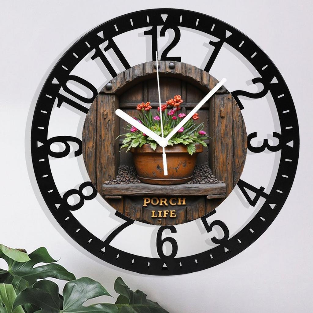 25cm Round Iron Wall Clock with a Temperature Display (Digital Insert)