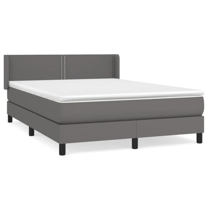 VidaXL Lit à sommier tapissier avec matelas Gris 140x200 cm Similicuir - Modèle 3130725