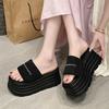 Platform slippers women's summer wear 2025 new small muffin one-word drag casual cool slippers 8CM