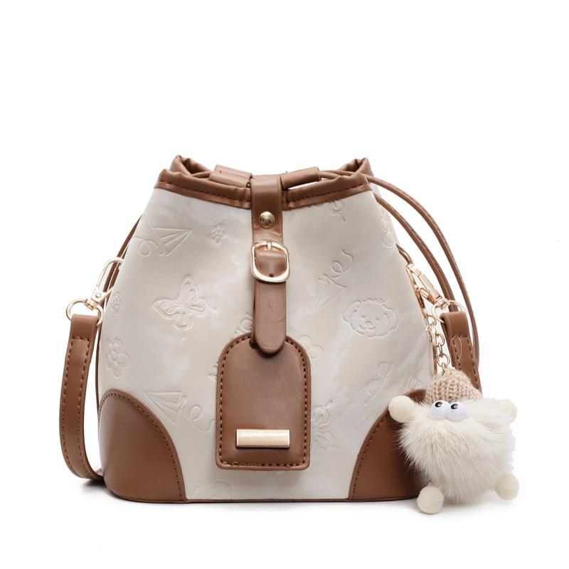 Bucket Bag Women's New Fashion Shoulder Bag Casual Versatile Splicing Messenger Bag
