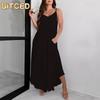 Fashion Summer Spring Solid Color Print Sleeveless V-Neck Casual Dresses
