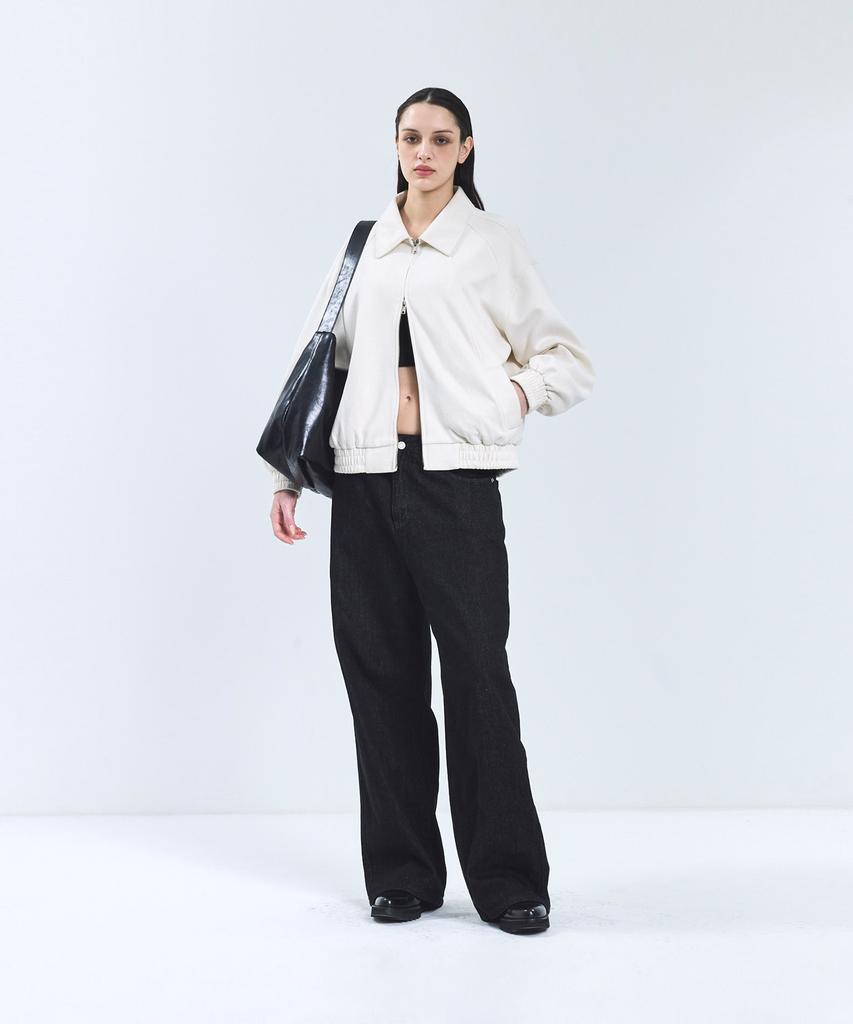 Ironyporno Whiteline 86-Iro328 Line Blouson Suede Jacket Ivory