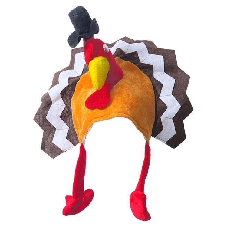 Christmas Funny Hat Plush Turkey Shape Hat Fun Crazy Hat Thanksgiving Supplies