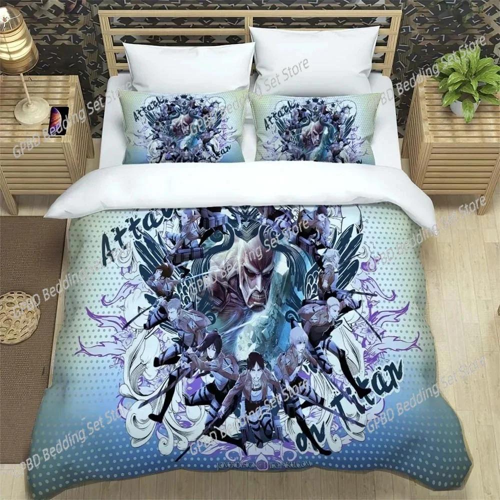 Attack On Titan Printed Polyester Bedding Bedding Set Quilt Cover Pillowcase Soft And Comfortable Customizable